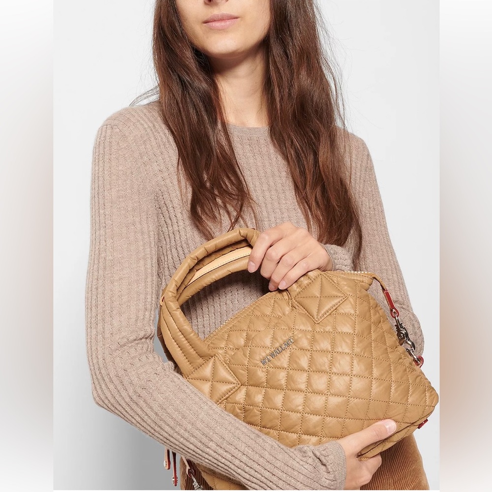 MZ Wallace Small Quilted Tote Bag in Camel Tan